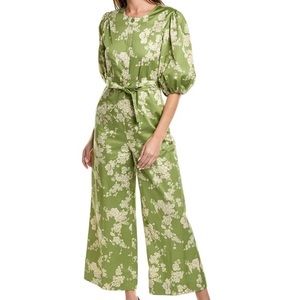 Rebecca Taylor Gabrielle Fleur Green/Cream Short Sleeve Jumpsuit Size 8 NWT